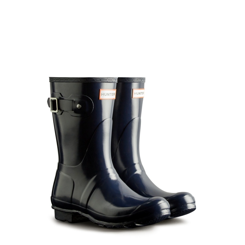 Navy Hunter Original Short Gloss Rain Boots Short Boots | OUQMEI-623