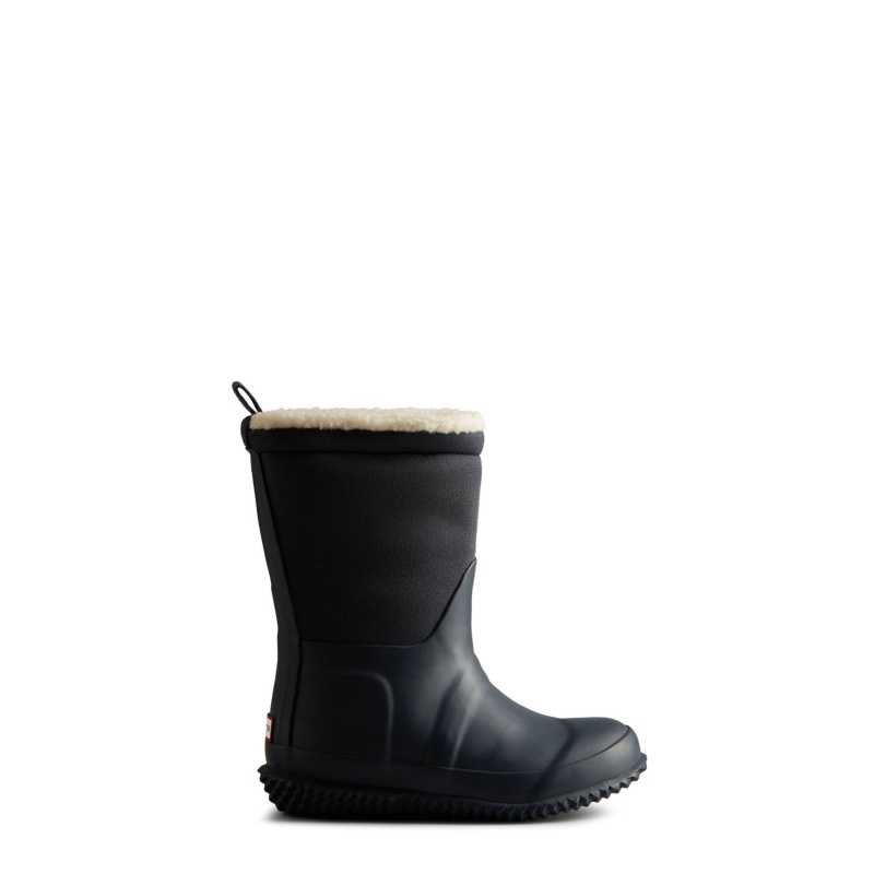 Navy / White Hunter Indoor/Outdoor Insulated Roll Top Vegan Shearling Boots Snow Boots | FJYXUQ-259