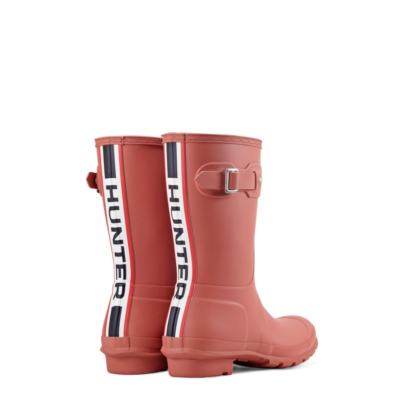 Red Hunter Original Tri-Colour Logo Backstrap Short Rain Boots Rain Boots | LWPURY-354