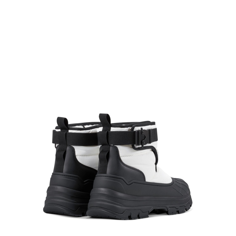 White / Black Hunter Buckle Short Snow Boots Insulated Boots | CVXSWT-218