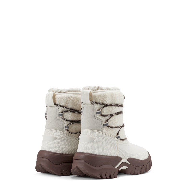 White / Brown Hunter Wanderer Insulated Vegan Shearling Short Snow Boots Insulated Boots | SEMDBY-980